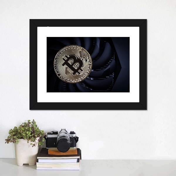 Close Up Of Bitcoin Panoramic Canvas Wall Art-1 Piece-36" x 12"-Tiaracle
