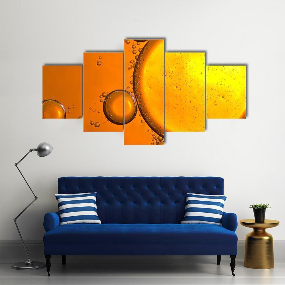 Close Up Of Oil Drops Canvas Wall Art-5 Star-Gallery Wrap-62" x 32"-Tiaracle