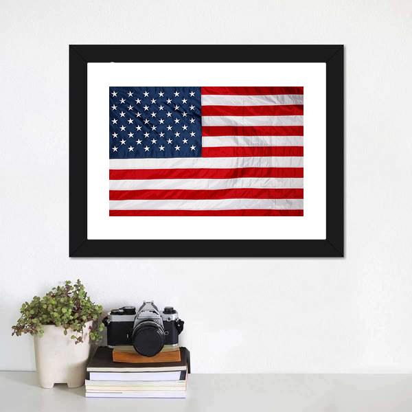 Close Up Of US Flag Panoramic Canvas Wall Art-1 Piece-36" x 12"-Tiaracle
