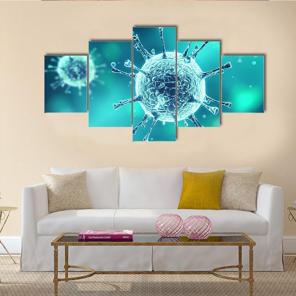Close Up Of Virus Canvas Wall Art-5 Star-Gallery Wrap-62" x 32"-Tiaracle