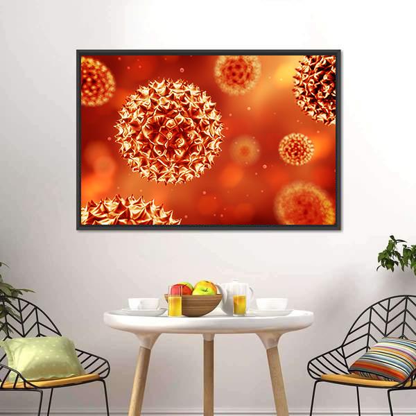 Close Up Of Virus Structure Canvas Wall Art-1 Piece-Floating Frame-24" x 16"-Tiaracle