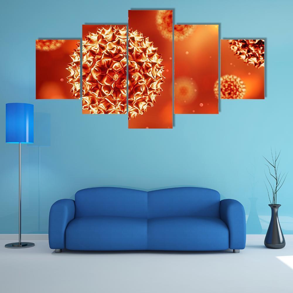 Close Up Of Virus Structure Canvas Wall Art-5 Star-Gallery Wrap-62" x 32"-Tiaracle