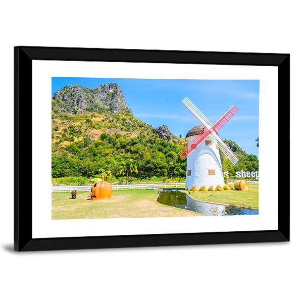 Close Up Of Windmill Canvas Wall Art-3 Horizontal-Gallery Wrap-25" x 16"-Tiaracle