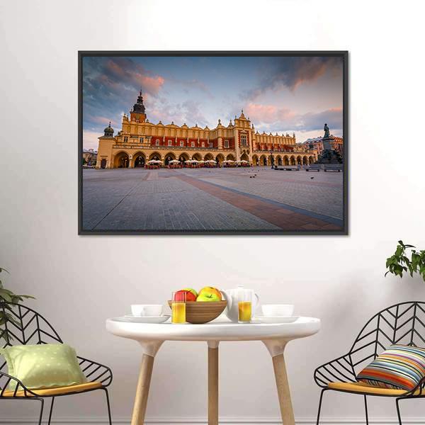 Cloth Hall In Krakow Canvas Wall Art-1 Piece-Floating Frame-24" x 16"-Tiaracle