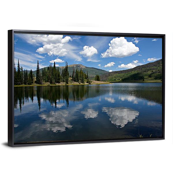 Clouds On Pearl Lake Canvas Wall Art-3 Horizontal-Gallery Wrap-25" x 16"-Tiaracle