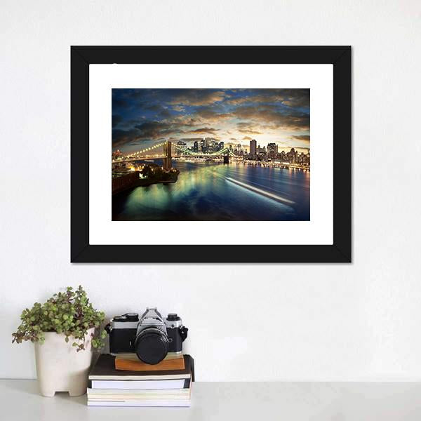 Clouds Over Brooklyn Bridge Canvas Wall Art-3 Horizontal-Gallery Wrap-25" x 16"-Tiaracle