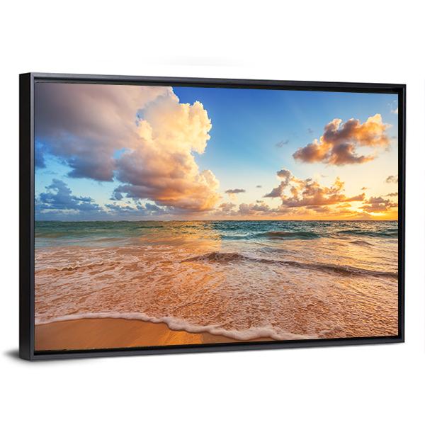 Cloudscape Over Caribbean Sea Canvas Wall Art-3 Horizontal-Gallery Wrap-25" x 16"-Tiaracle