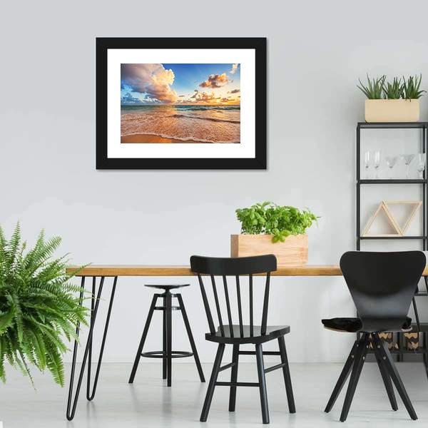 Cloudscape Over Caribbean Sea Canvas Wall Art-3 Horizontal-Gallery Wrap-25" x 16"-Tiaracle