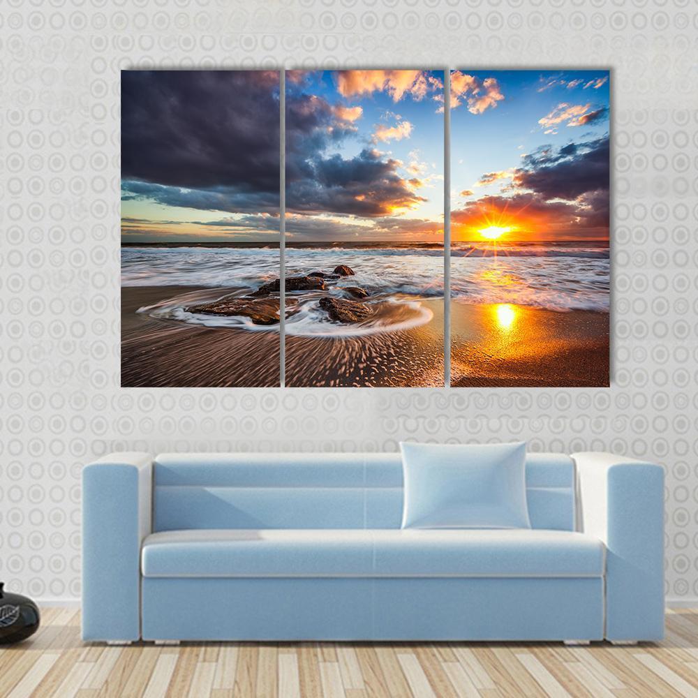 Cloudscape Over Sea Canvas Wall Art-3 Horizontal-Gallery Wrap-37" x 24"-Tiaracle