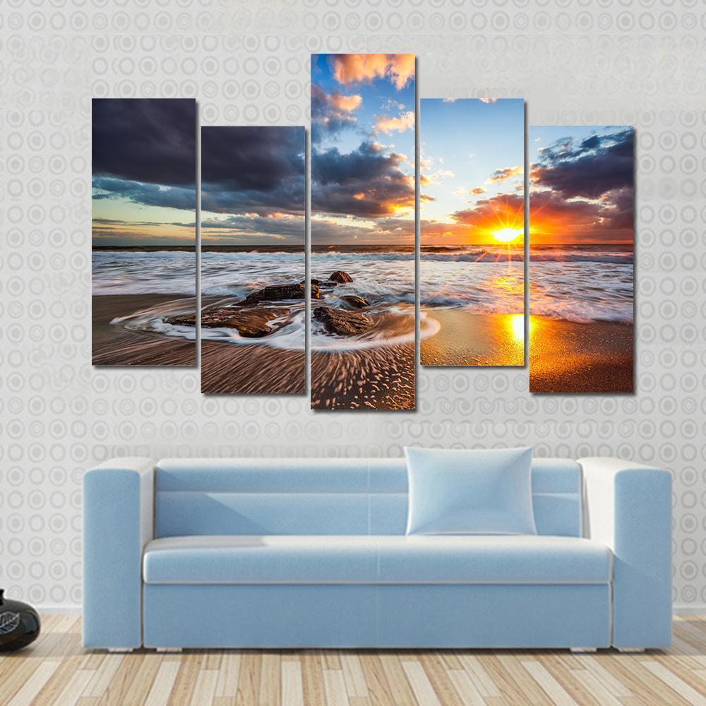 Cloudscape Over Sea Canvas Wall Art-5 Pop-Gallery Wrap-47" x 32"-Tiaracle