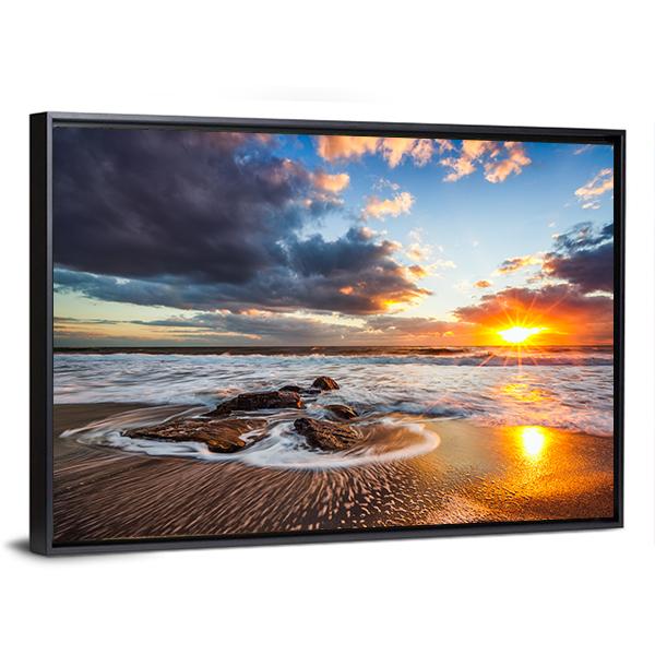 Cloudscape Over Sea Canvas Wall Art-3 Horizontal-Gallery Wrap-25" x 16"-Tiaracle