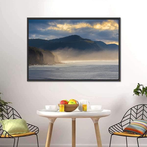 Coast Of Coal Cliff Canvas Wall Art-1 Piece-Floating Frame-24" x 16"-Tiaracle