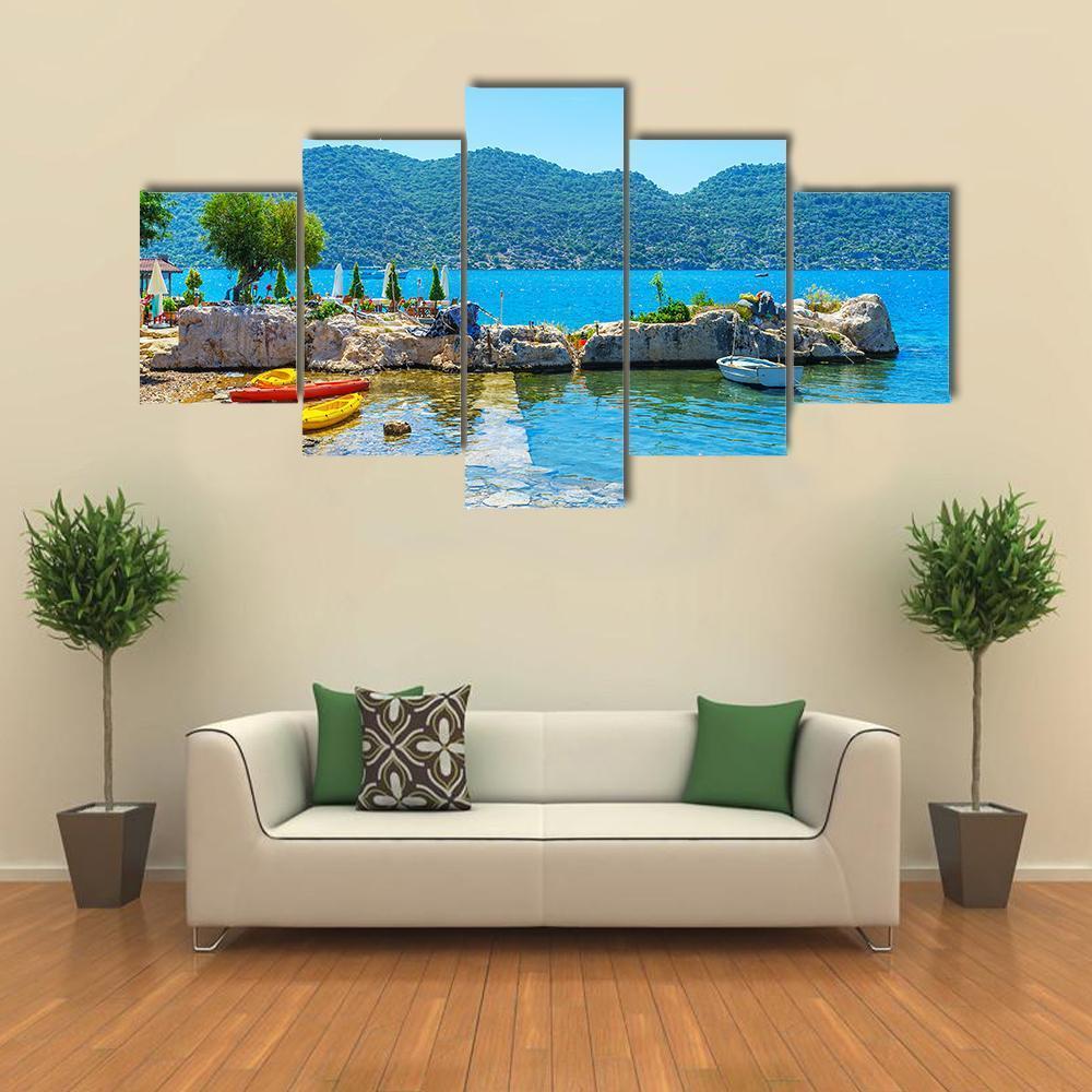 Coast Of Kalekoy Canvas Wall Art-5 Star-Gallery Wrap-62" x 32"-Tiaracle
