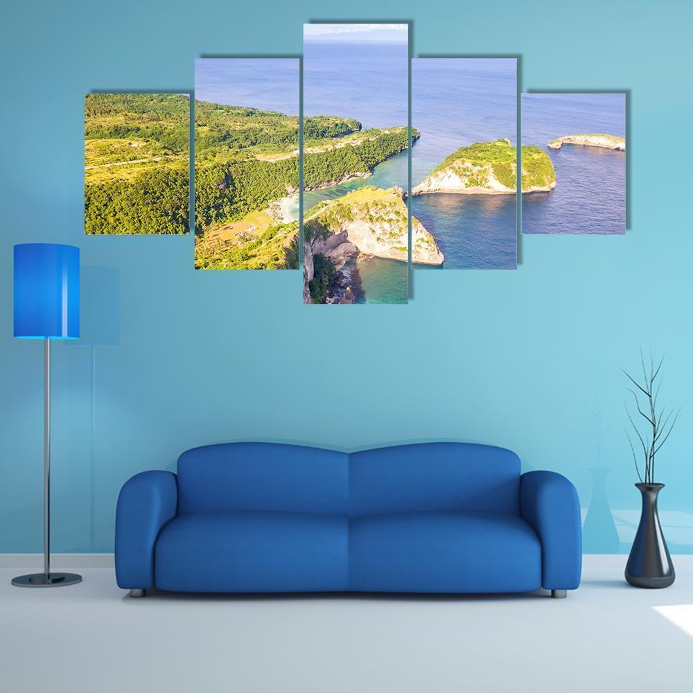 Coast Of Penida Island Canvas Wall Art-5 Star-Gallery Wrap-62" x 32"-Tiaracle