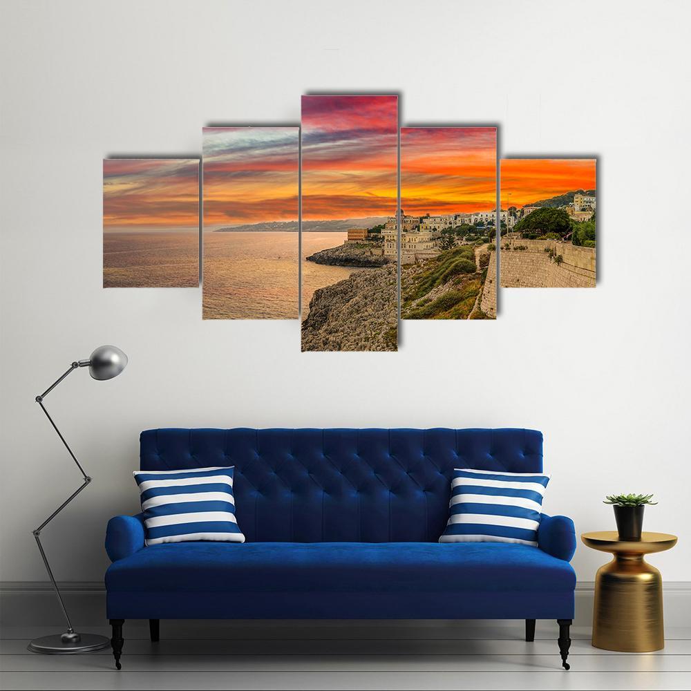 Coast Of The Salento Canvas Wall Art-5 Star-Gallery Wrap-62" x 32"-Tiaracle