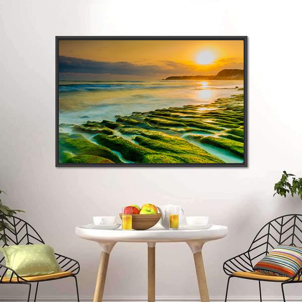 Coastal Stone Trench Of Laomei Coast In Taipei Taiwan Canvas Wall Art-1 Piece-Floating Frame-24" x 16"-Tiaracle
