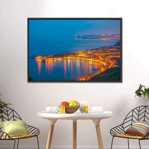 Coastline Near Sicilian City Canvas Wall Art-1 Piece-Floating Frame-24" x 16"-Tiaracle