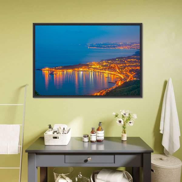 Coastline Near Sicilian City Panoramic Canvas Wall Art-1 Piece-36" x 12"-Tiaracle
