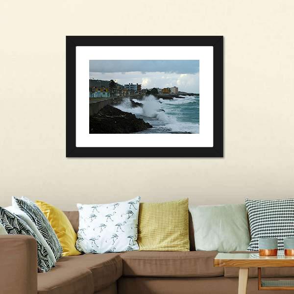Coastline Of Baracoa Canvas Wall Art-1 Piece-Framed Print-20" x 16"-Tiaracle