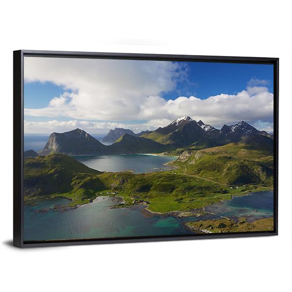 Coastline On Lofoten Islands Panoramic Canvas Wall Art-1 Piece-36" x 12"-Tiaracle