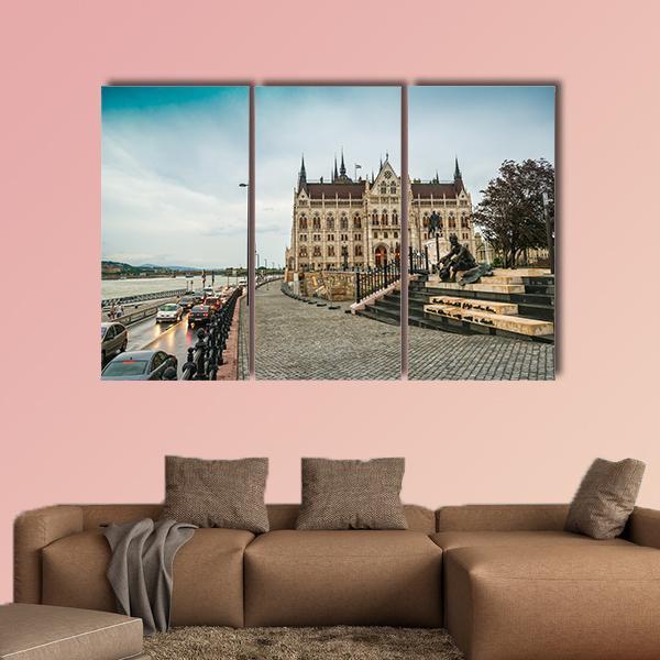 Legislative House Hungary Canvas Wall Art-3 Horizontal-Gallery Wrap-25" x 16"-Tiaracle