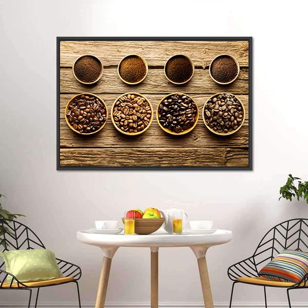 Coffee Beans & Powder Panoramic Canvas Wall Art-1 Piece-36" x 12"-Tiaracle