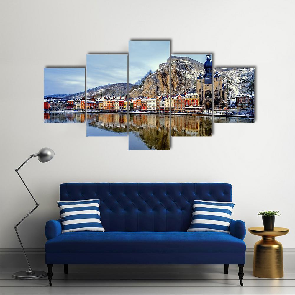Collegiate Church & River Canvas Wall Art-5 Star-Gallery Wrap-62" x 32"-Tiaracle