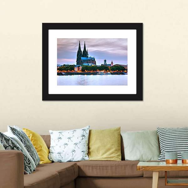 Cologne City Germany Canvas Wall Art-1 Piece-Framed Print-20" x 16"-Tiaracle