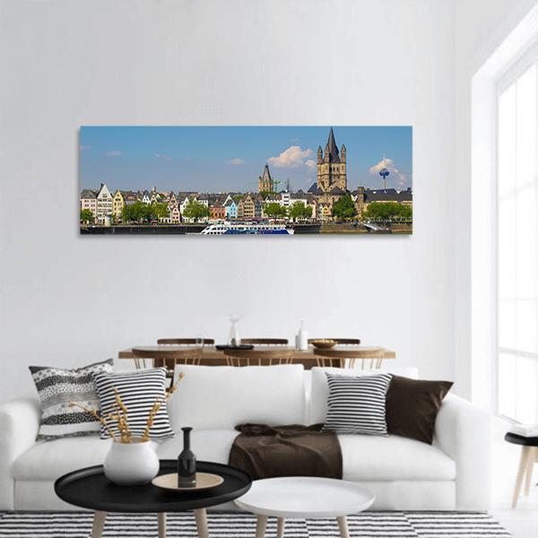 Cologne City Panoramic Canvas Wall Art-1 Piece-36" x 12"-Tiaracle