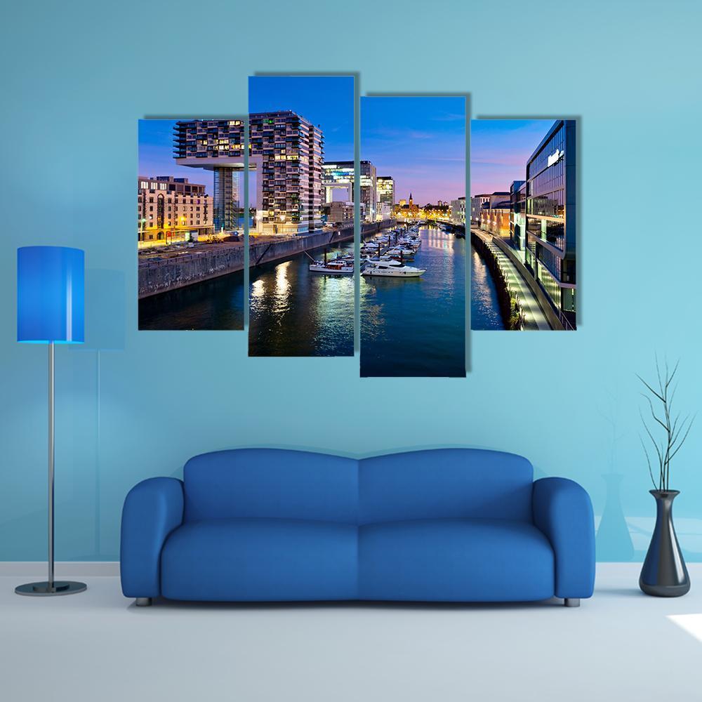 Cologne Cityscape Canvas Wall Art-4 Pop-Gallery Wrap-50" x 32"-Tiaracle