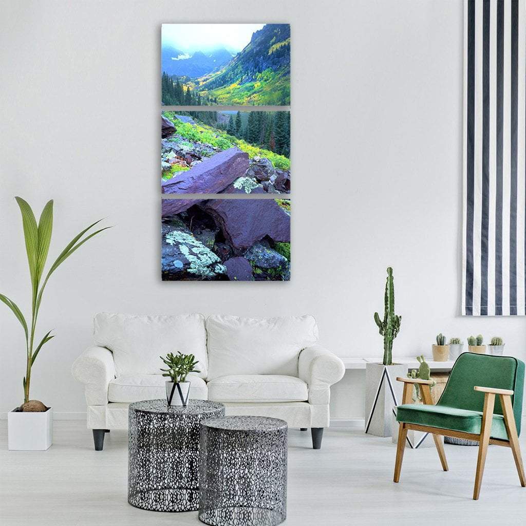 Colorado Rocks In Autumn Vertical Canvas Wall Art-3 Vertical-Gallery Wrap-12" x 25"-Tiaracle