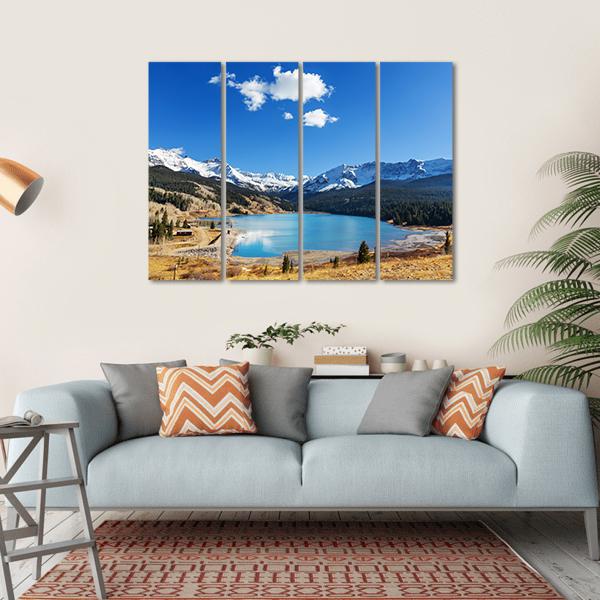 Colorado Rocky Mountains Lake Canvas Wall Art-4 Horizontal-Gallery Wrap-34" x 24"-Tiaracle