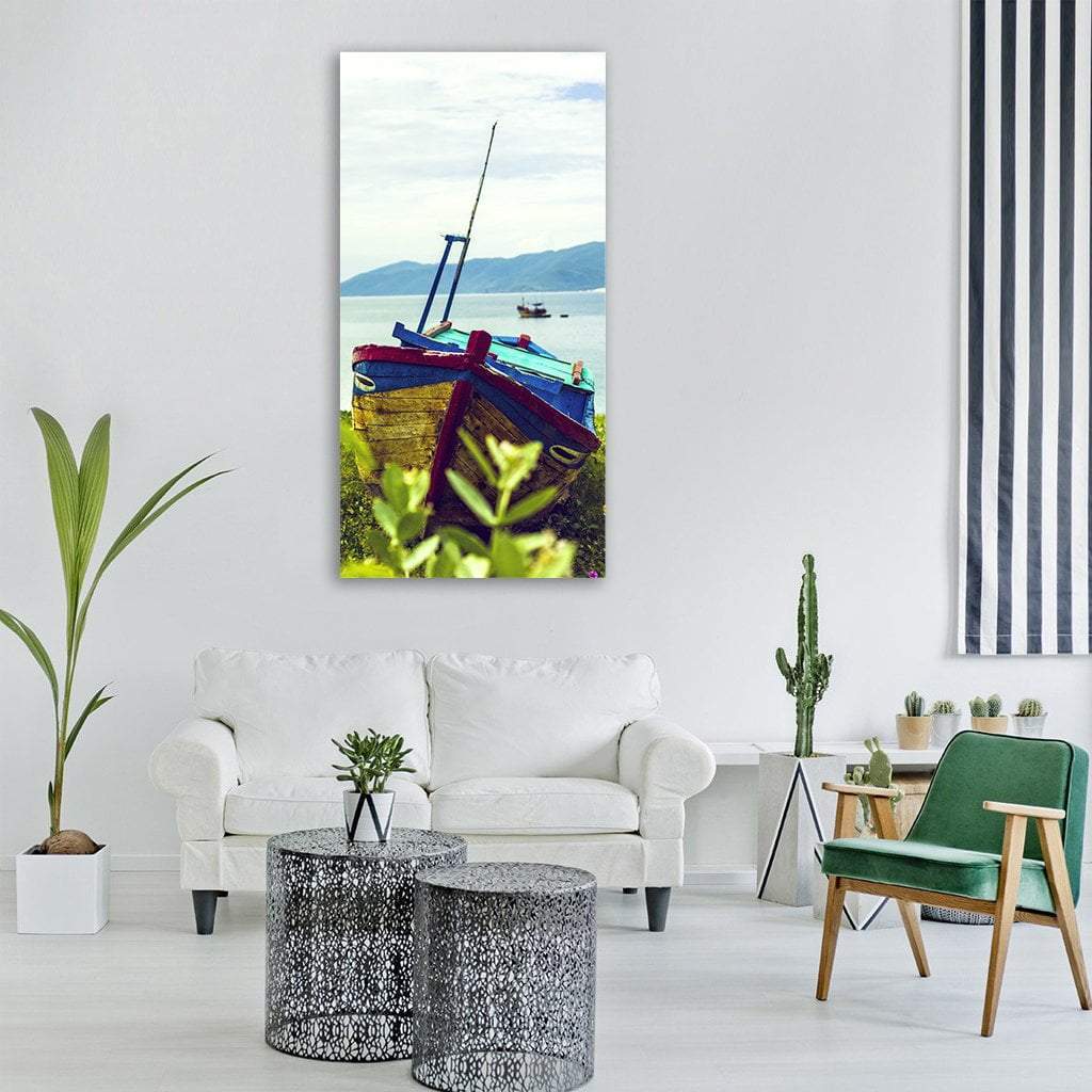 Colored Boat Vertical Canvas Wall Art-1 Vertical-Gallery Wrap-12" x 24"-Tiaracle