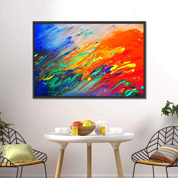 Colorful Abstract Acrylic Canvas Wall Art-1 Piece-Floating Frame-24" x 16"-Tiaracle