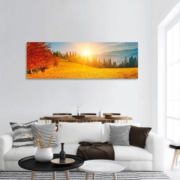 Autumn Landscape Ukraine Panoramic Canvas Wall Art-1 Piece-36" x 12"-Tiaracle