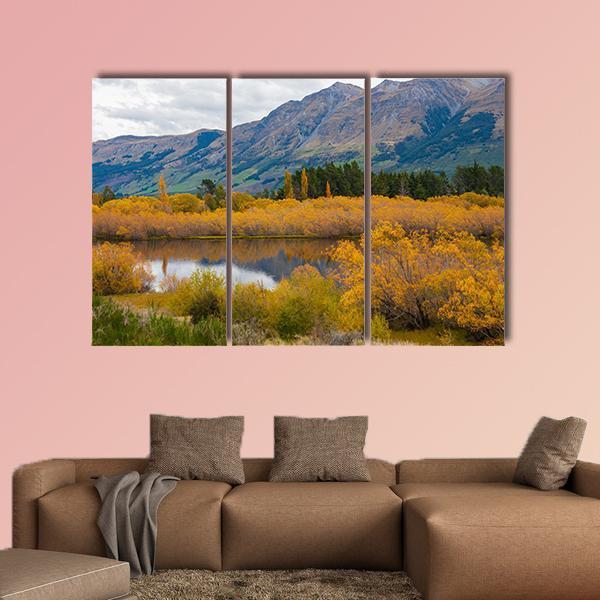 Autumn Leaves At Glenorchy Lake Canvas Wall Art-3 Horizontal-Gallery Wrap-37" x 24"-Tiaracle