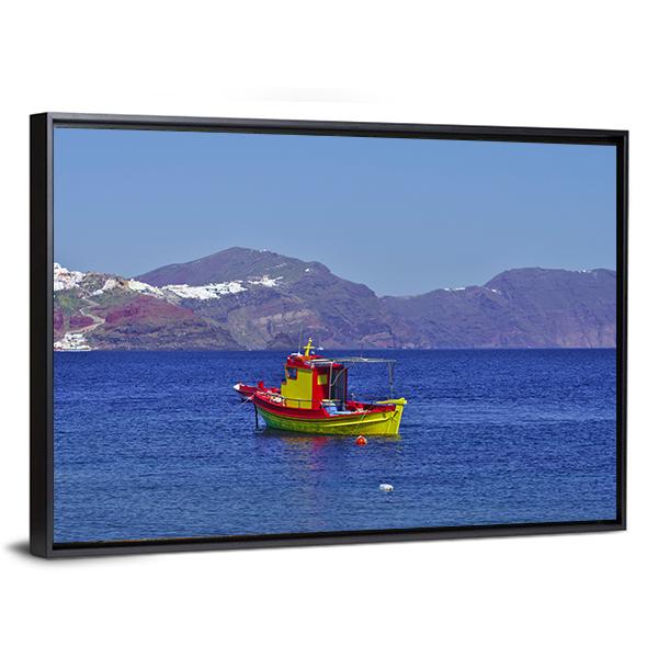 Colorful Boat In Water Canvas Wall Art-3 Horizontal-Gallery Wrap-25" x 16"-Tiaracle
