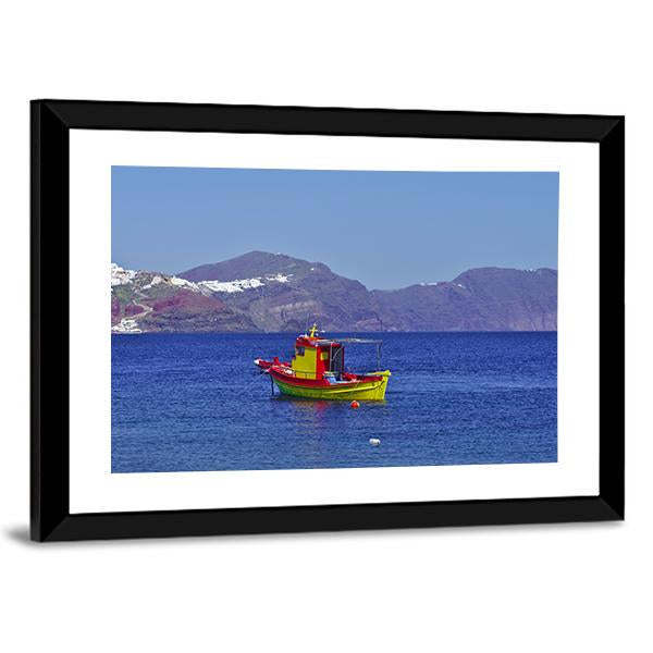 Colorful Boat In Water Canvas Wall Art-3 Horizontal-Gallery Wrap-25" x 16"-Tiaracle