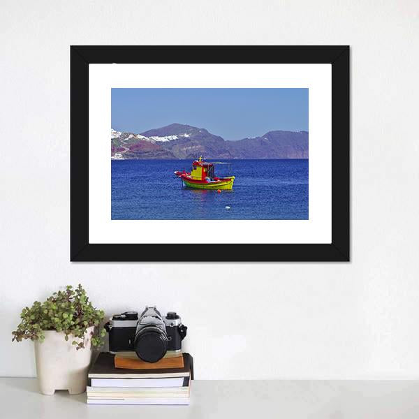 Colorful Boat In Water Canvas Wall Art-3 Horizontal-Gallery Wrap-25" x 16"-Tiaracle