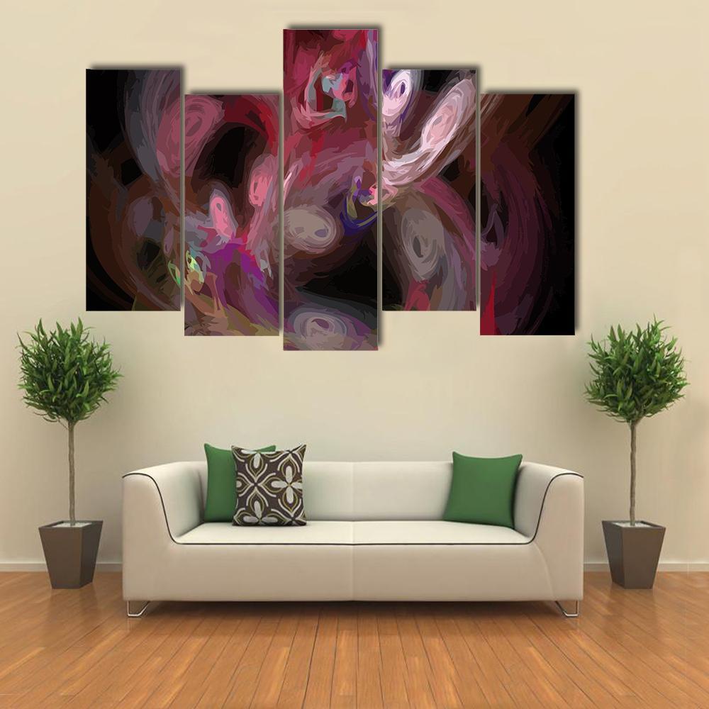 Colorful Digital Fractal Canvas Wall Art-5 Pop-Gallery Wrap-47" x 32"-Tiaracle