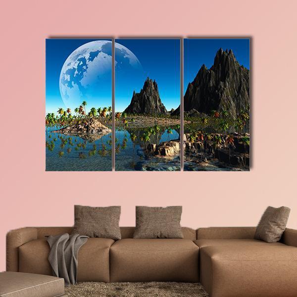 Fantasy Landscape Canvas Wall Art-3 Horizontal-Gallery Wrap-37" x 24"-Tiaracle