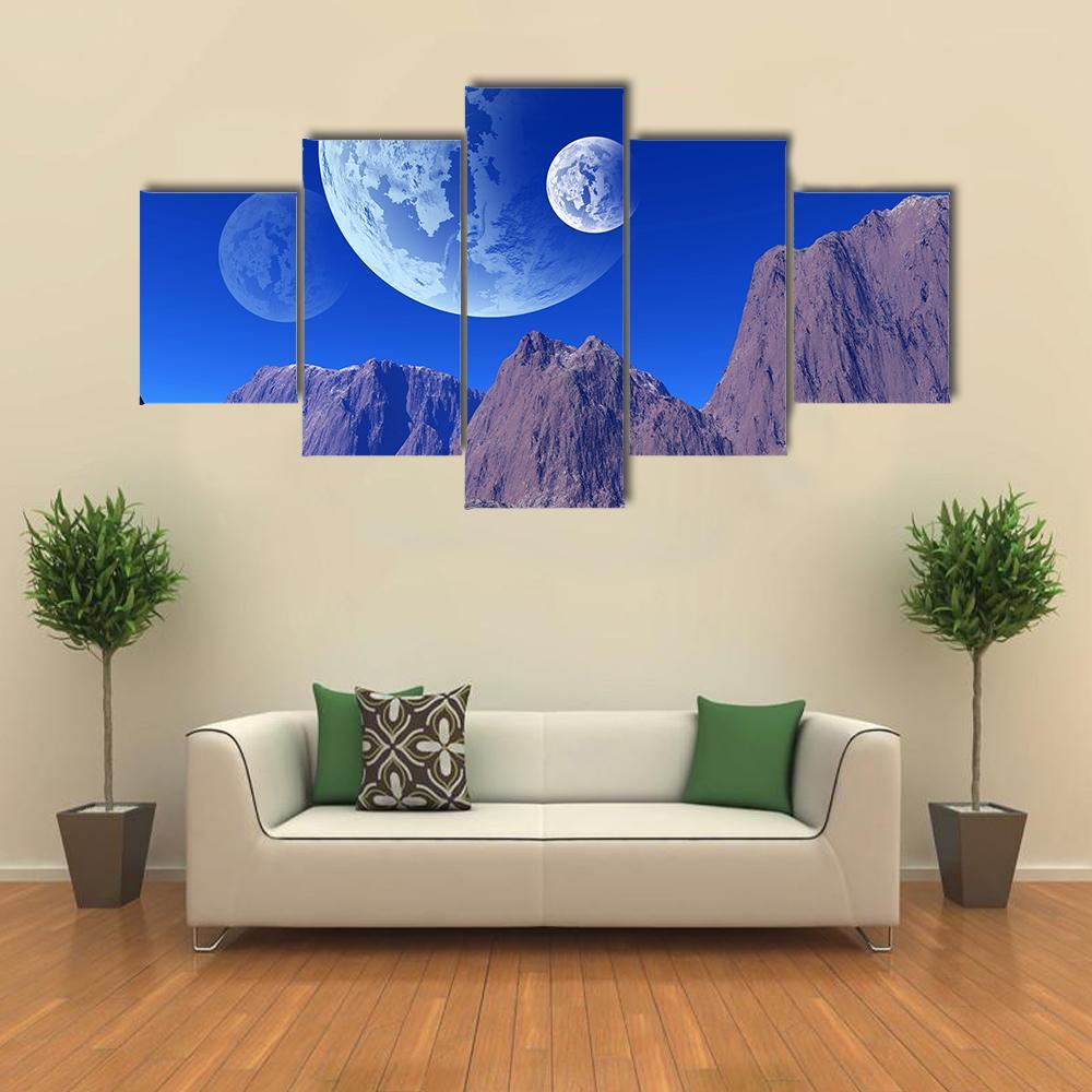 Colorful Fantasy Landscape Canvas Wall Art-5 Star-Gallery Wrap-62" x 32"-Tiaracle