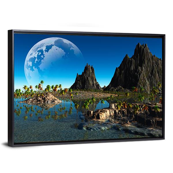 Fantasy Landscape Canvas Wall Art-3 Horizontal-Gallery Wrap-25" x 16"-Tiaracle