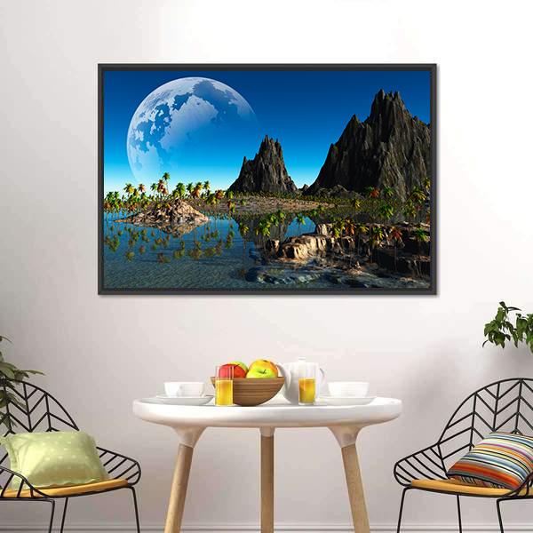 Fantasy Landscape Canvas Wall Art-1 Piece-Floating Frame-24" x 16"-Tiaracle