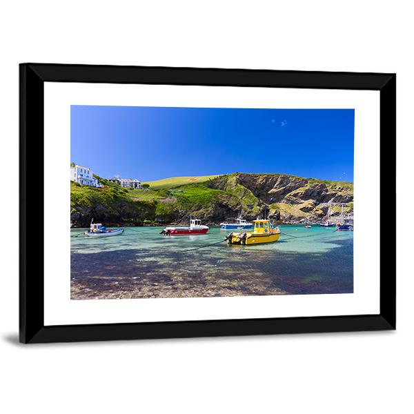 Colorful Fishing Boats Canvas Wall Art-5 Horizontal-Gallery Wrap-22" x 12"-Tiaracle