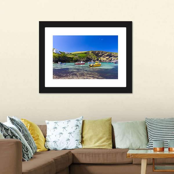Colorful Fishing Boats Canvas Wall Art-5 Horizontal-Gallery Wrap-22" x 12"-Tiaracle