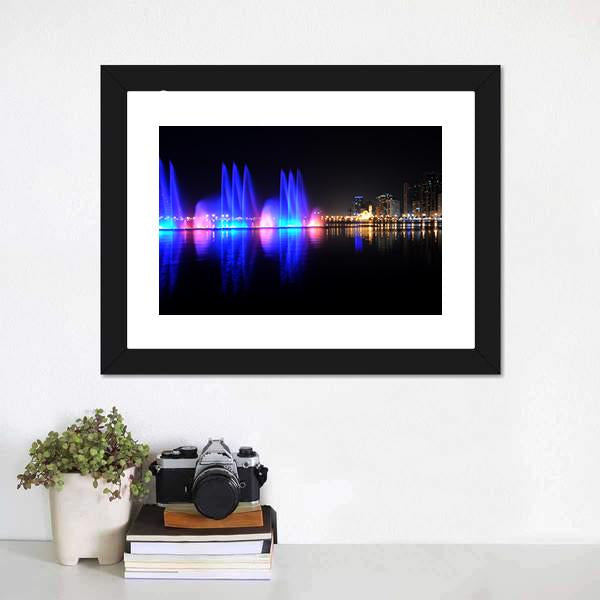 Colorful Fountain Canvas Wall Art-3 Horizontal-Gallery Wrap-25" x 16"-Tiaracle