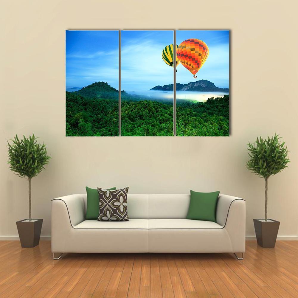 Colorful Hot Air Balloons Canvas Wall Art-3 Horizontal-Gallery Wrap-37" x 24"-Tiaracle