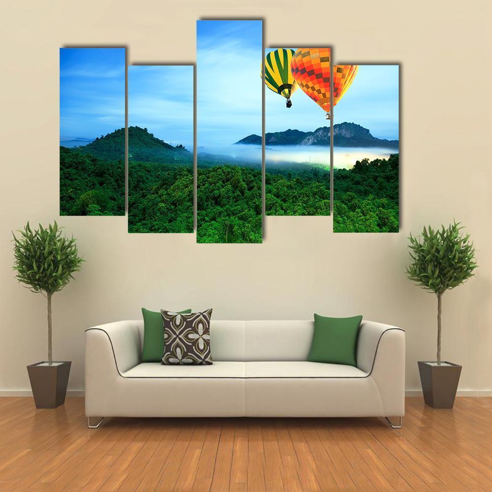 Colorful Hot Air Balloons Canvas Wall Art-5 Pop-Gallery Wrap-47" x 32"-Tiaracle