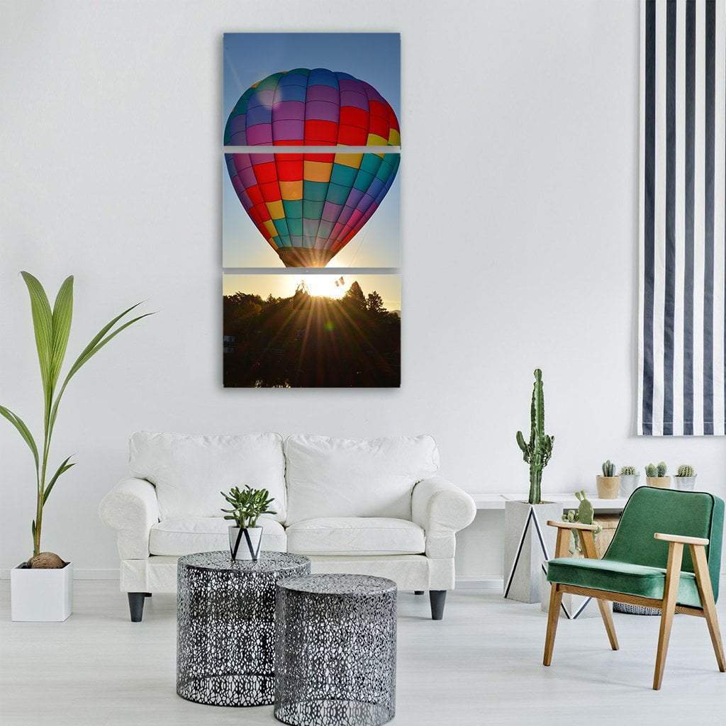 Hot Air Balloon Vertical Canvas Wall Art-3 Vertical-Gallery Wrap-12" x 25"-Tiaracle